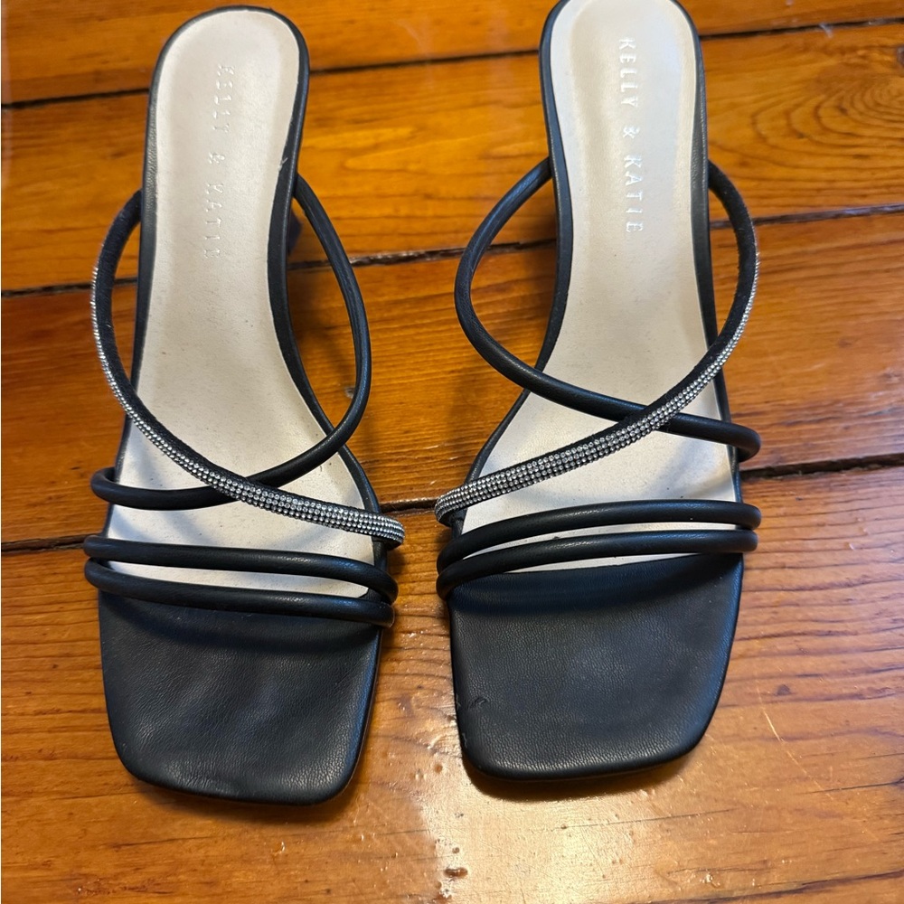 Kelly & Katie Black Heels with Crisscross Straps